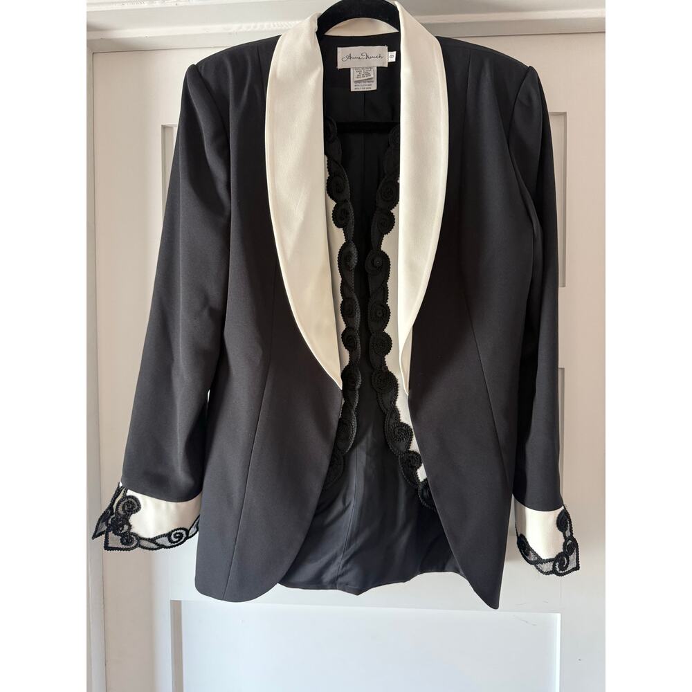 Vintage Black & White Tuxedo Blazer Jacket w Removable Vest Layer Avant Garde